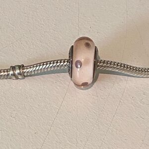 Authentic Pandora Pink Polka Dots Murano Glass Charm